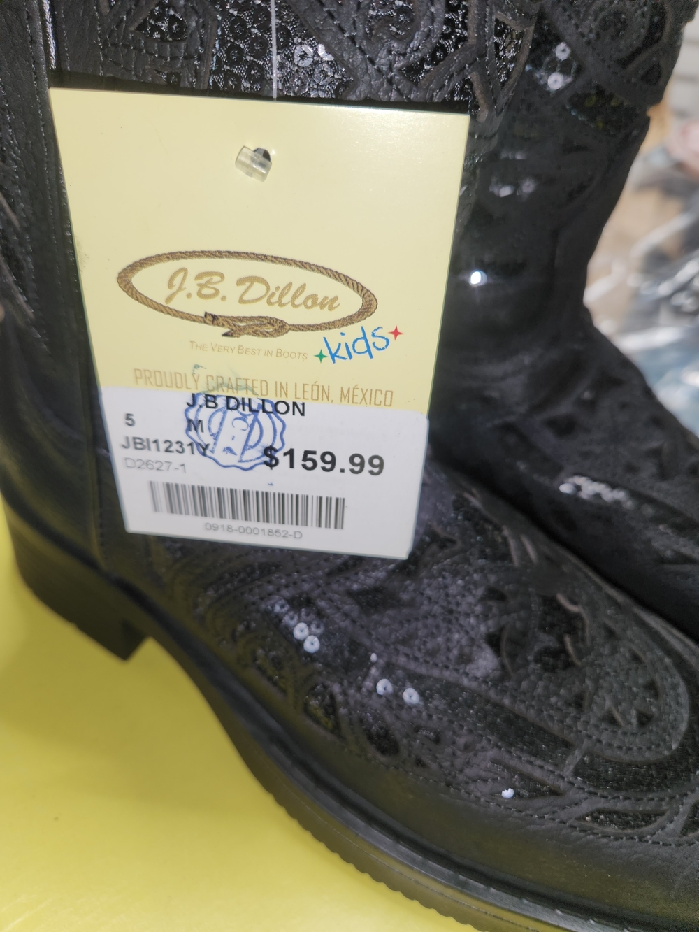 J.B. Dillon Kids Black Sequin Cowboy Boots